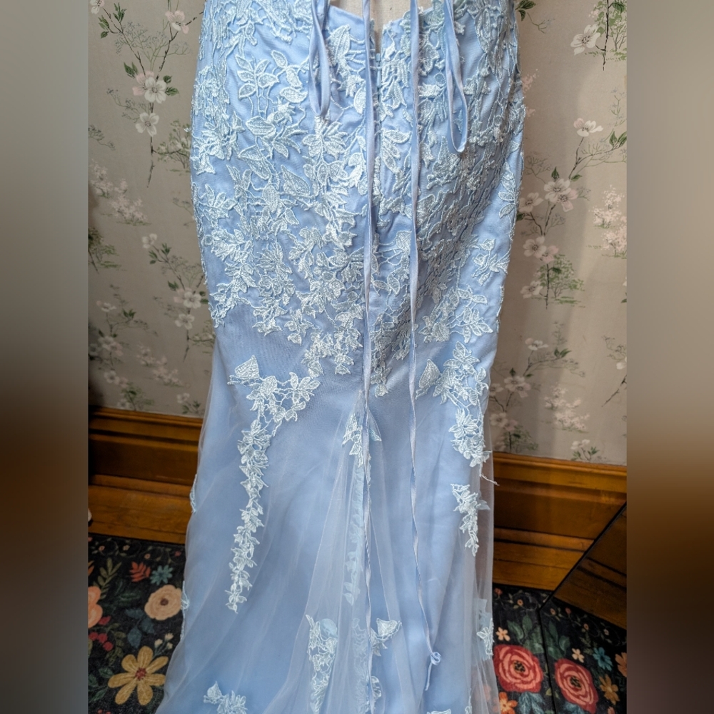 Blue Floral Prom Dress - Picture 11 of 12